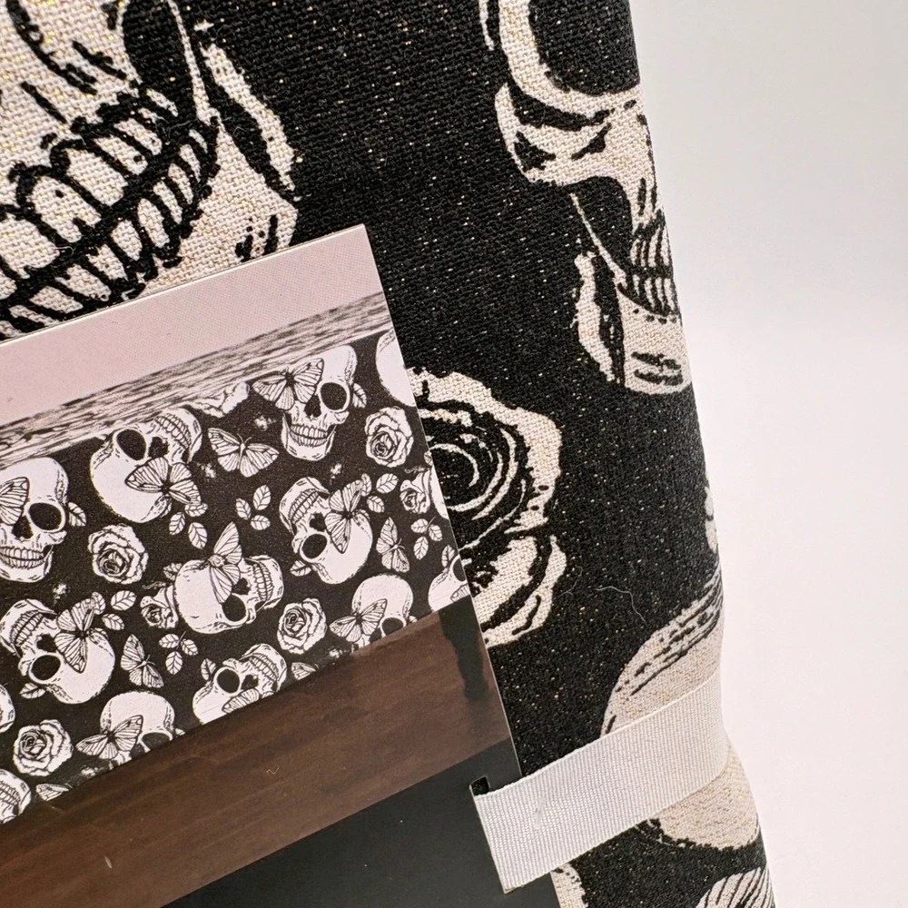 Mireille Designs Spooktacular Night Skull Butterfly Round Tablecloth 68in Black